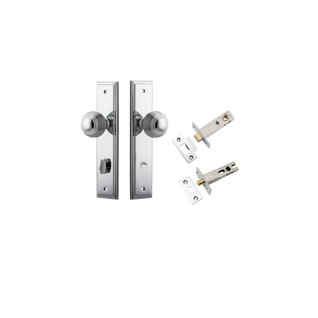 Guildford Knob - Stepped Backplate Privacy Kit with Privacy Turn Polished Chrome
