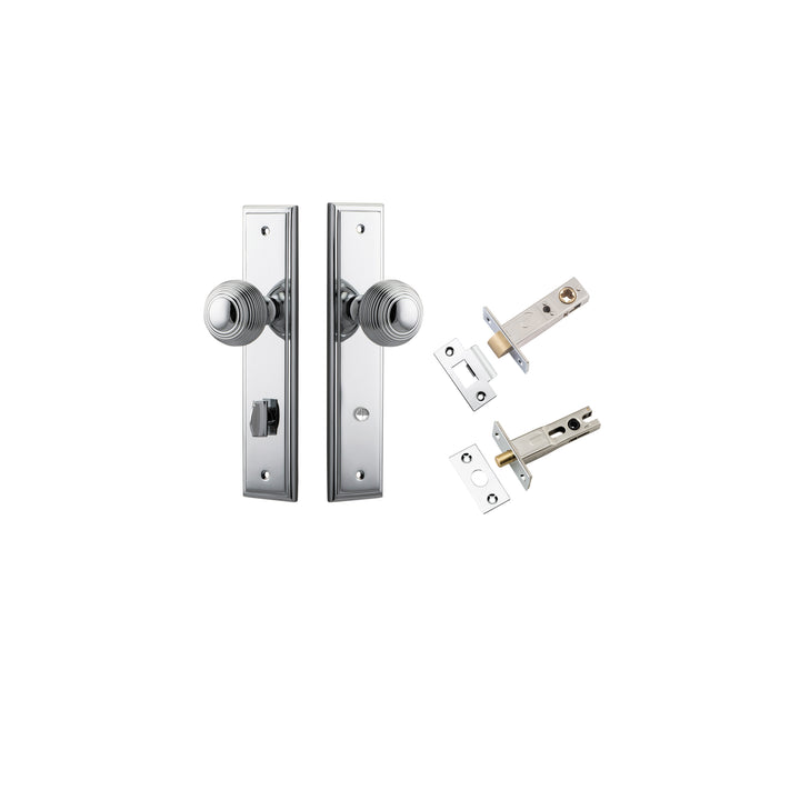Guildford Knob - Stepped Backplate Privacy Kit with Privacy Turn Polished Chrome