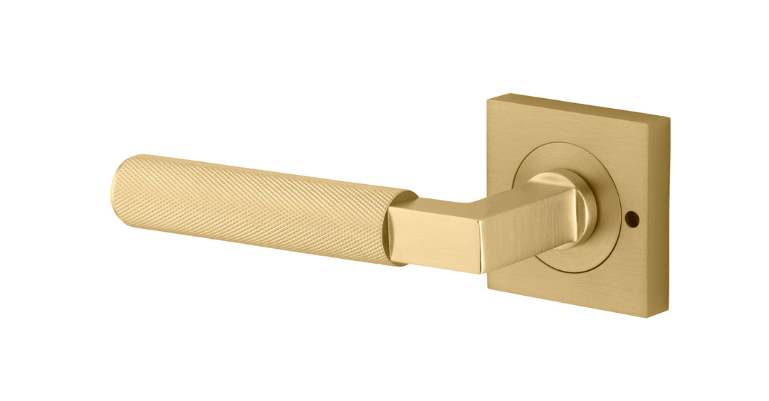 Brunswick Lever - Square Rose Privacy Kit (Inbuilt Privacy) Brushed Gold PVD