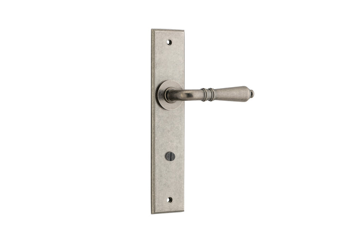 Sarlat Lever - Chamfered Backplate Distressed Nickel