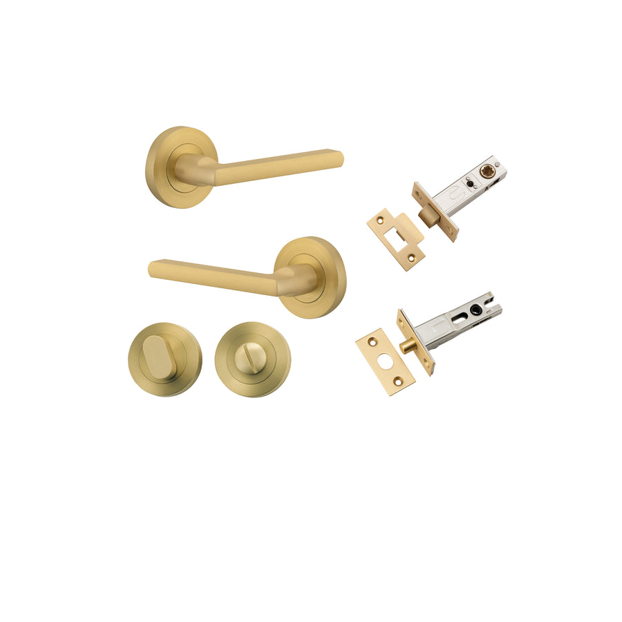 Baltimore Lever - Round Rose Privacy Kit with Separate Privacy Turn Brushed Gold PVD