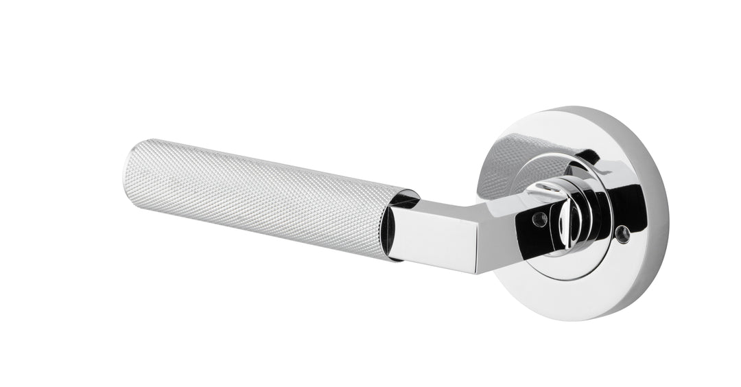 Brunswick Lever - Round Rose Privacy Kit (Inbuilt Privacy) Polished Chrome