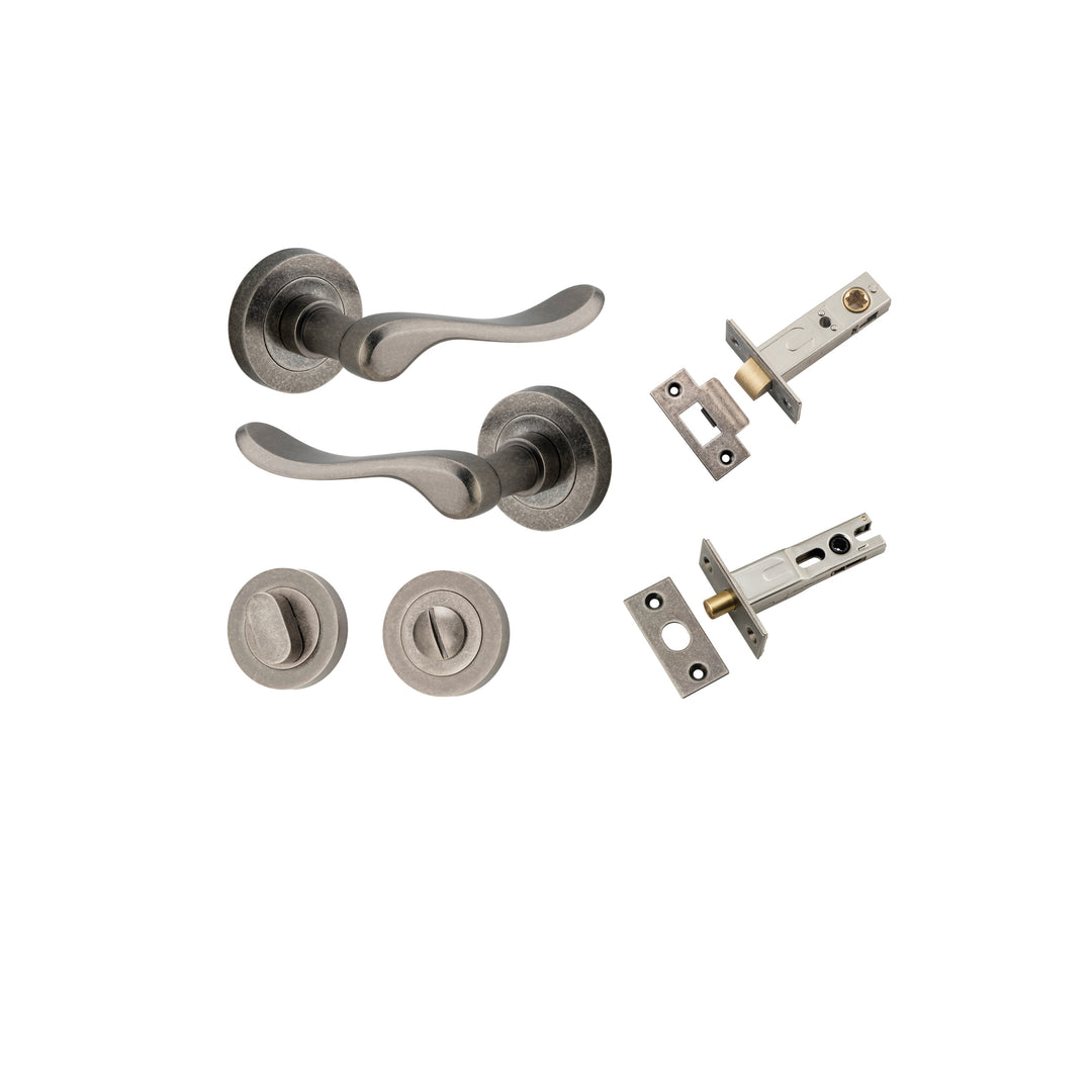 Stirling Lever - Round Rose Privacy Kit with Separate Privacy Turn Distressed Nickel