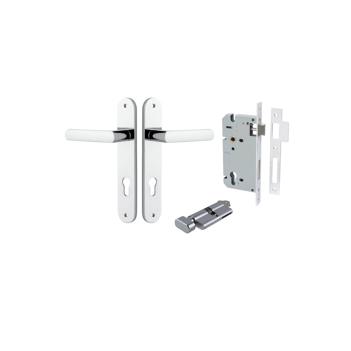 Osaka Lever - Oval Backplate Entrance Kit with High Security Lock Polished Chrome