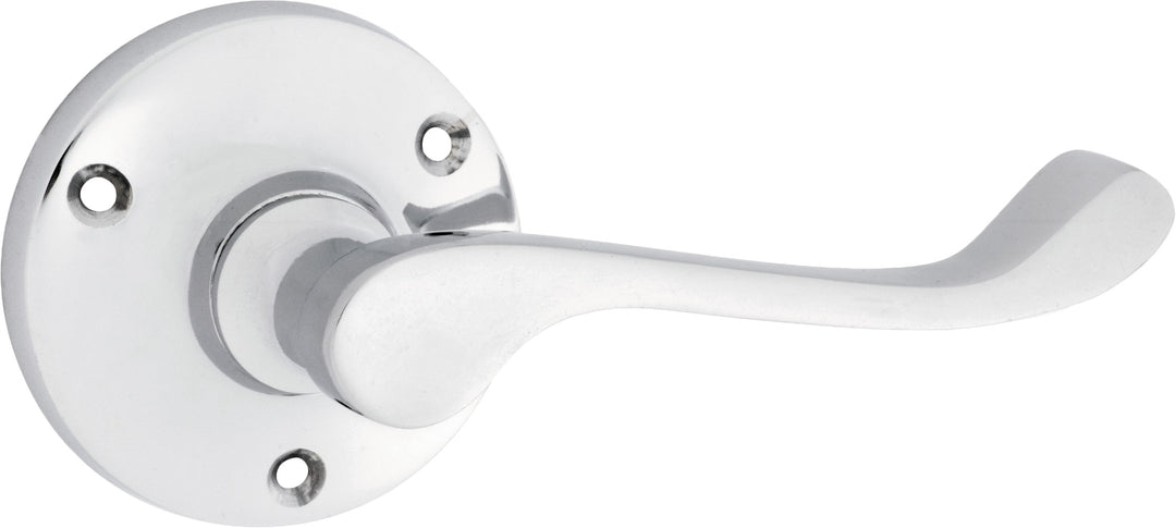 Door Lever Victorian Round Rose Pair Chrome Plated D63xP59mm