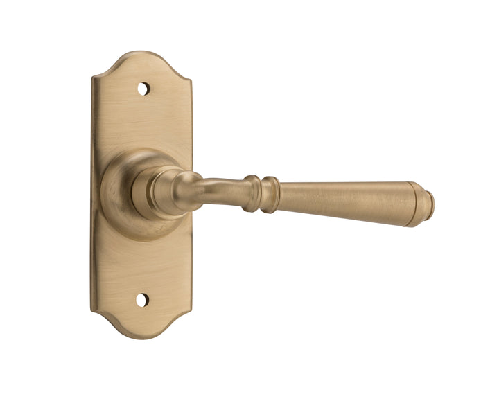 Door Lever Reims Latch Pair Unlacquered Satin Brass H110xW43xP65mm