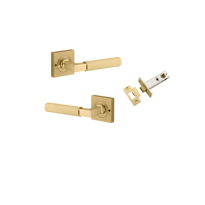 Brunswick Lever - Square Rose Privacy Kit (Inbuilt Privacy) Brushed Gold PVD