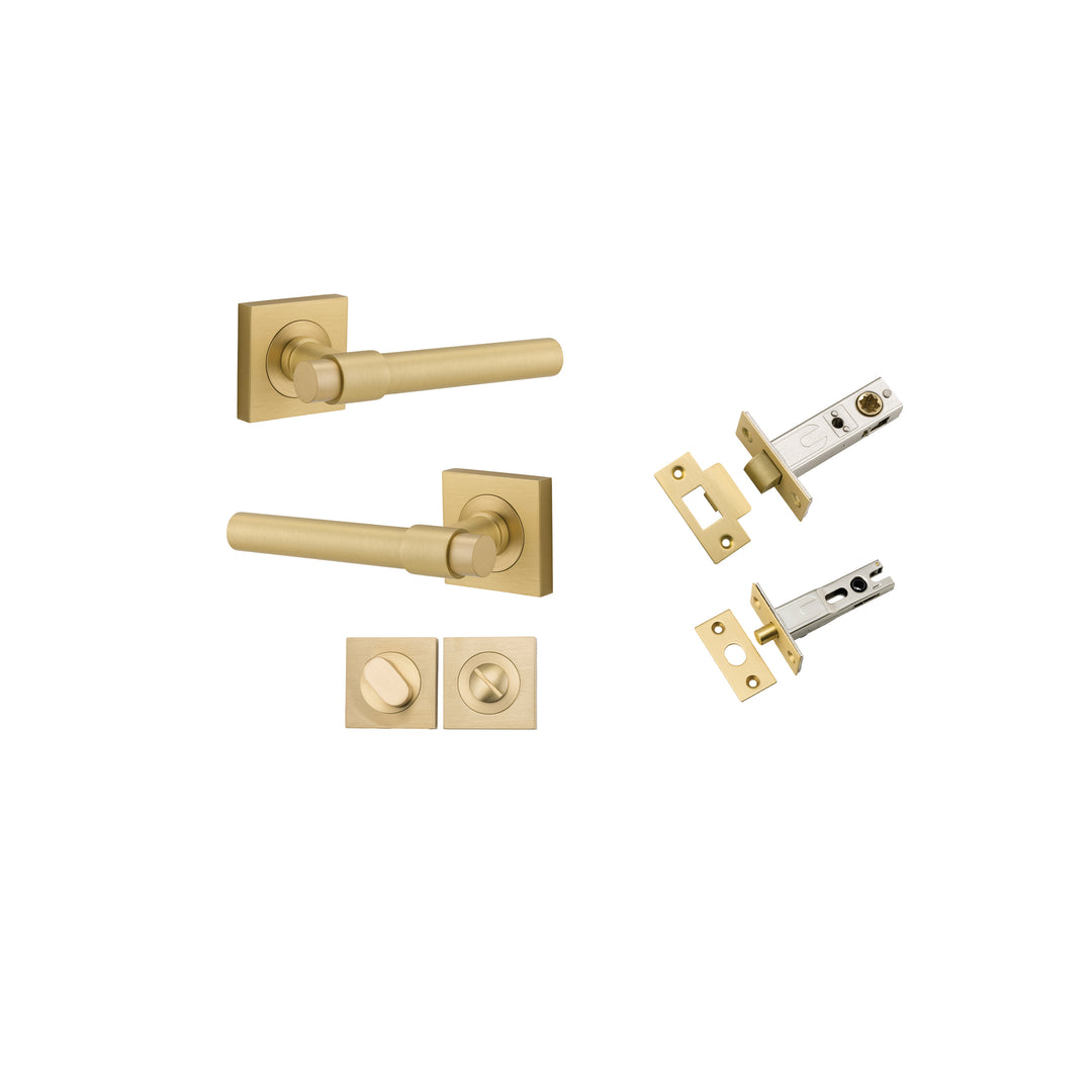 Helsinki Lever - Square Rose Privacy Kit with Separate Privacy Turn Brushed Gold PVD