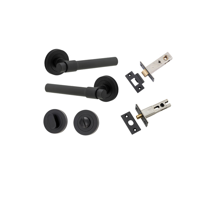 Helsinki Lever - Round Rose Privacy Kit with Separate Privacy Turn Matt Black