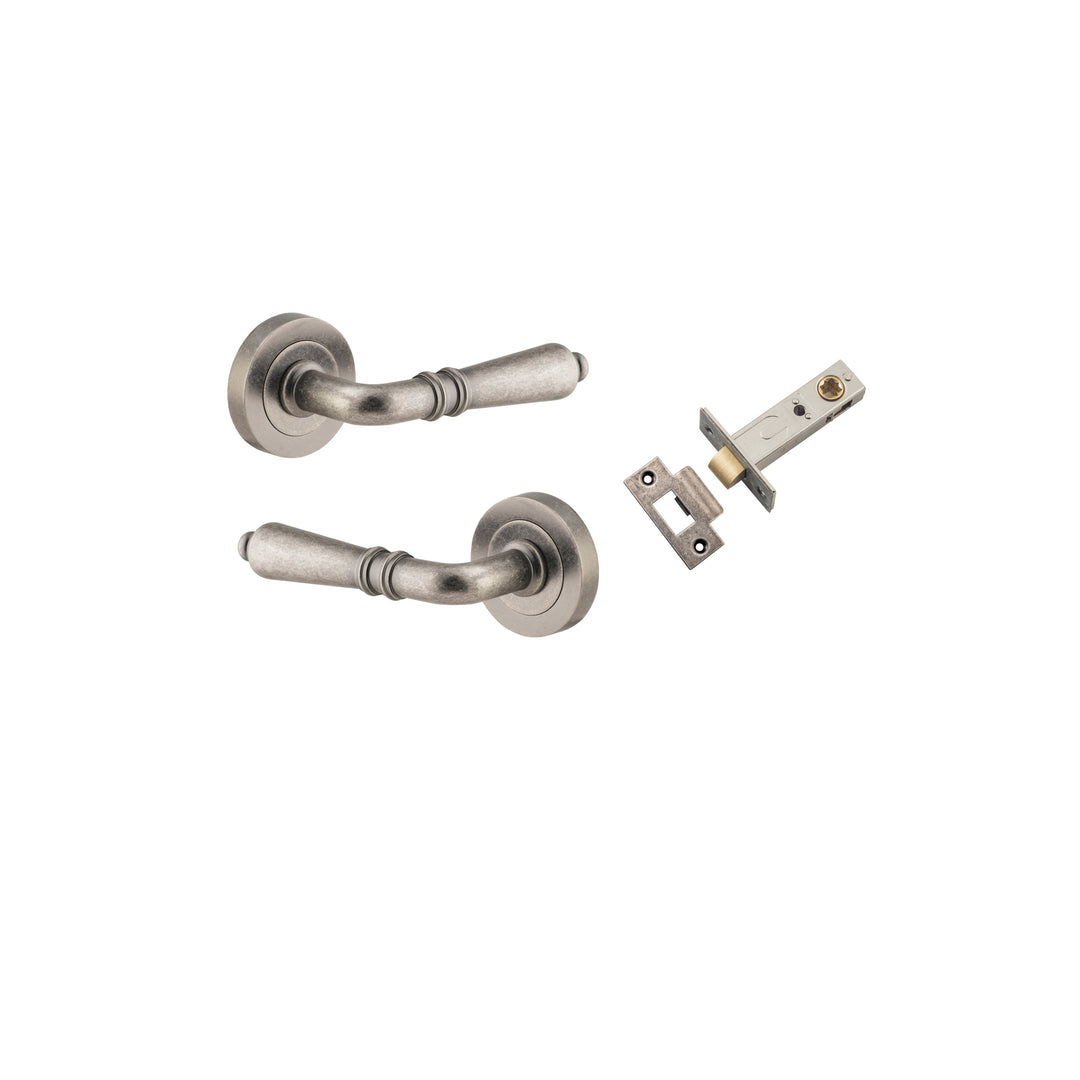 Sarlat Lever - Round Rose Passage Kit Distressed Nickel