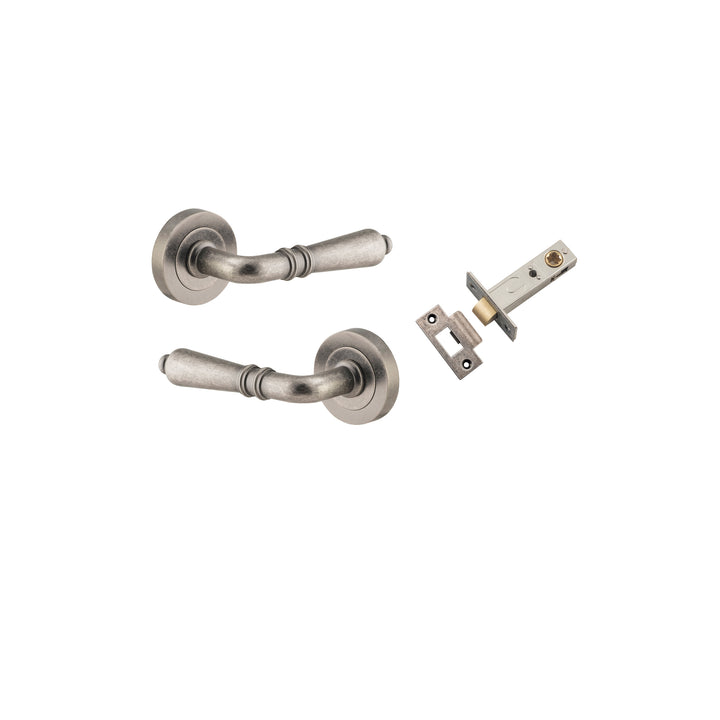 Sarlat Lever - Round Rose Passage Kit Distressed Nickel