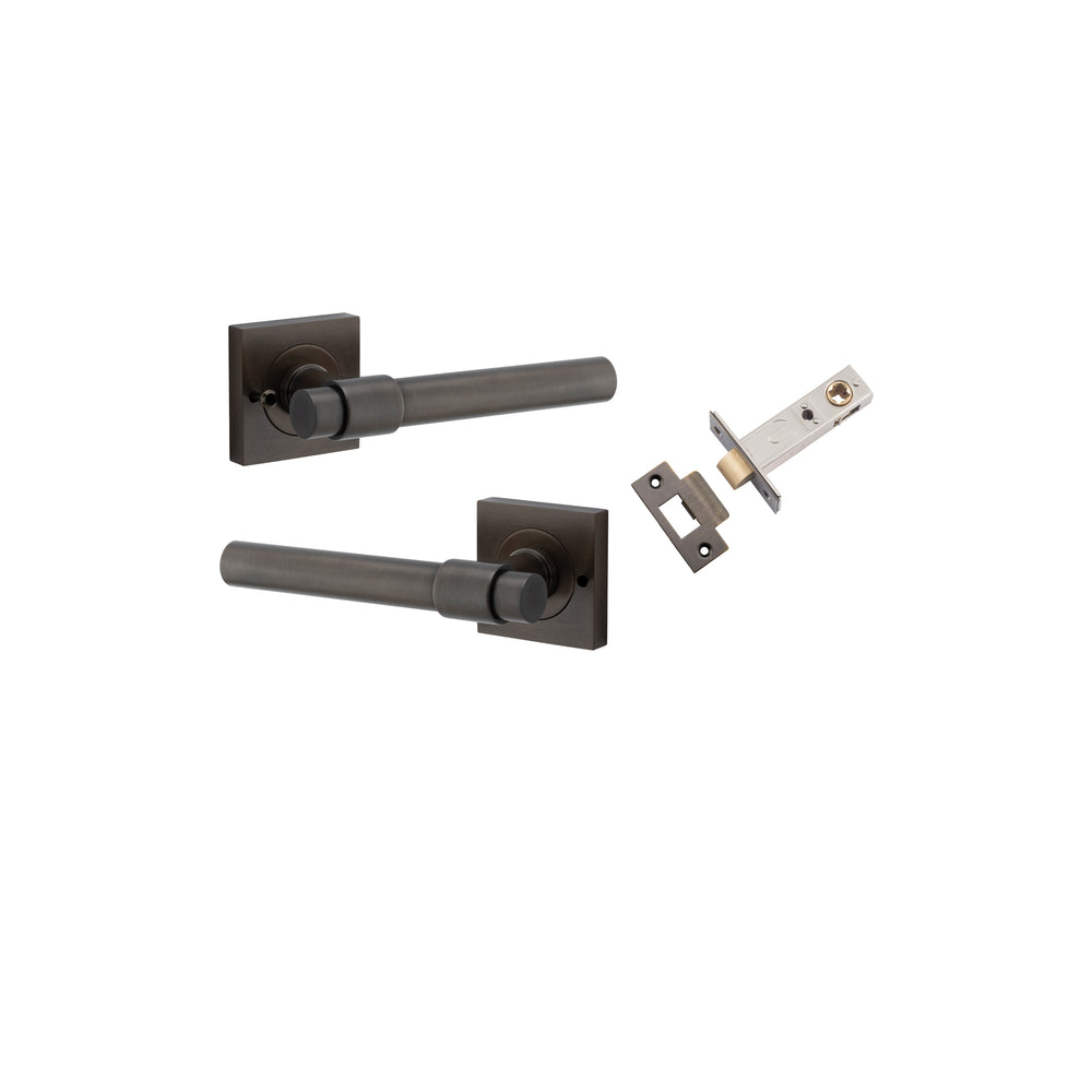 Helsinki Lever - Square Rose (Inbuilt Privacy) Signature Brass
