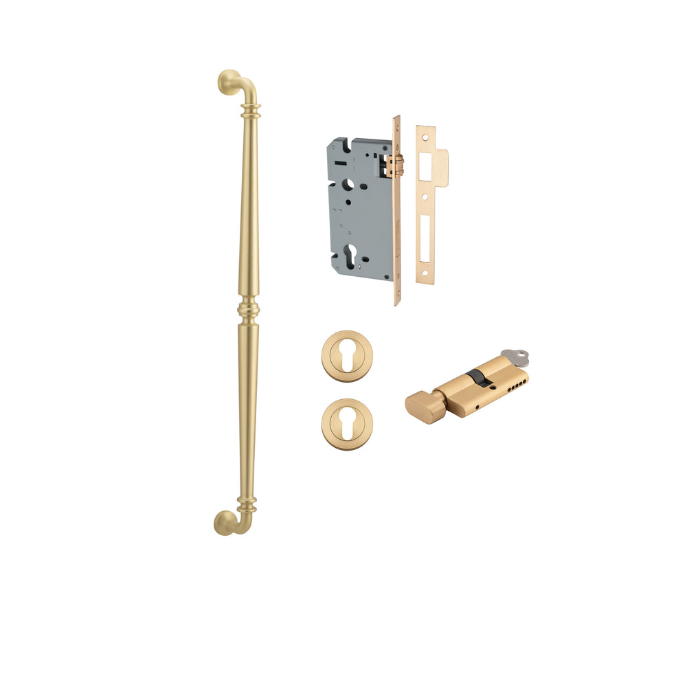 Sarlat Pull Handle - 600mm Entrance Kit with Separate High Security Lock Brushed Gold PVD