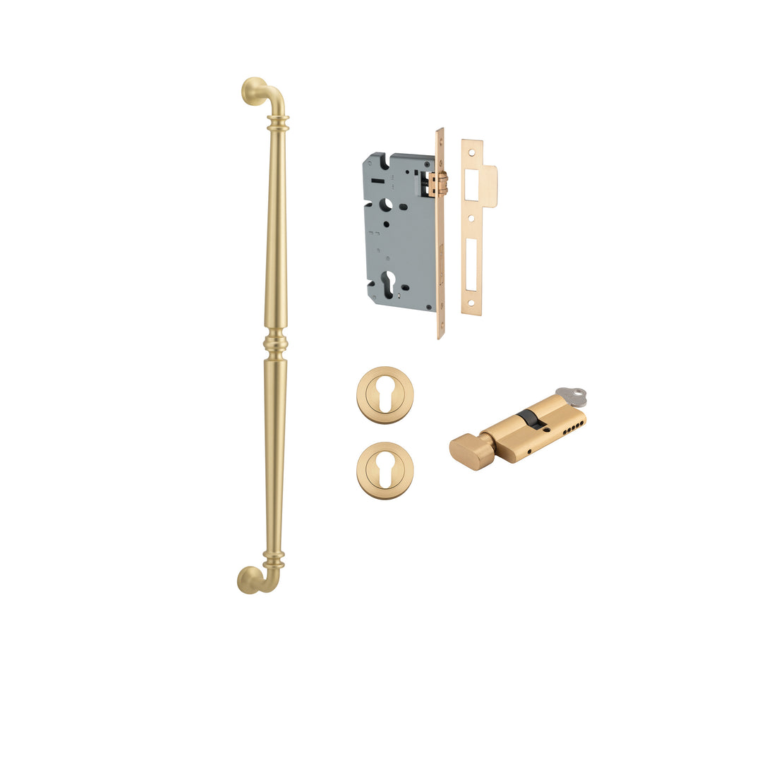 Sarlat Pull Handle - 600mm Entrance Kit with Separate High Security Lock Brushed Gold PVD