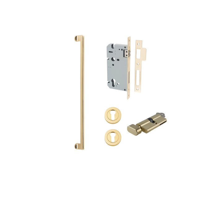 Baltimore Pull Handle - 600mm Entrance Kit with Separate High Security Lock Polished Brass