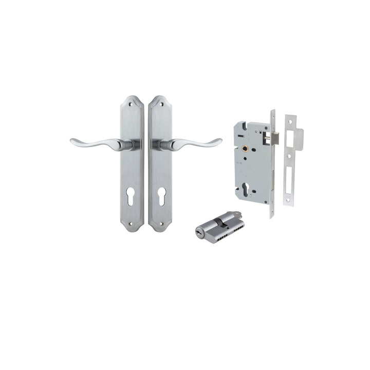 Stirling Lever - Shouldered Backplate Entrance Kit with High Security Lock Brushed Chrome