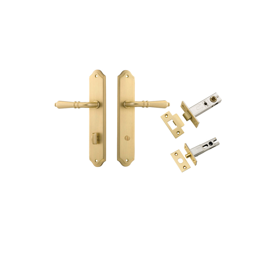 Sarlat Lever - Shouldered Backplate Privacy Kit with Privacy Turn Brushed Gold PVD