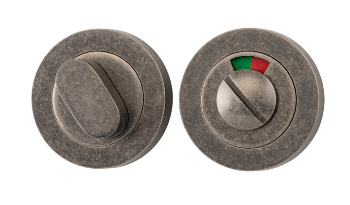 Privacy Turn With Indicator - Round Distressed Nickel