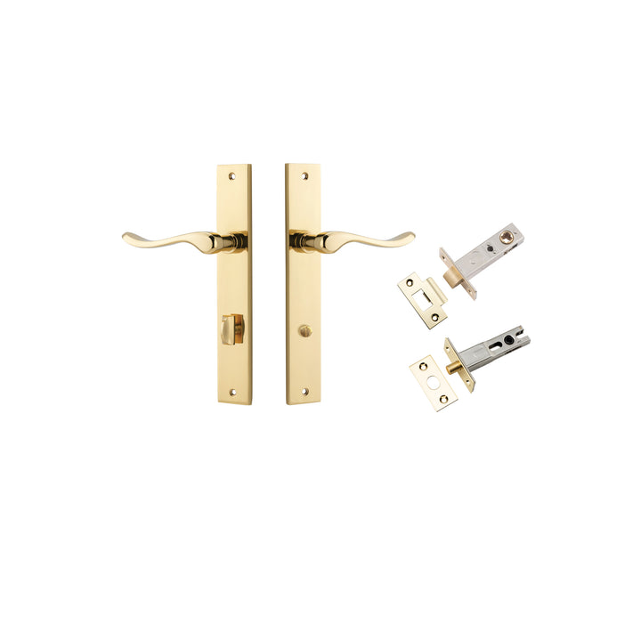 Stirling Lever - Rectangular Backplate Privacy Kit with Privacy Turn Polished Brass