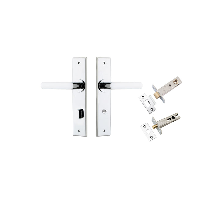 Osaka Lever - Chamfered Backplate Privacy Kit with Privacy Turn Polished Chrome