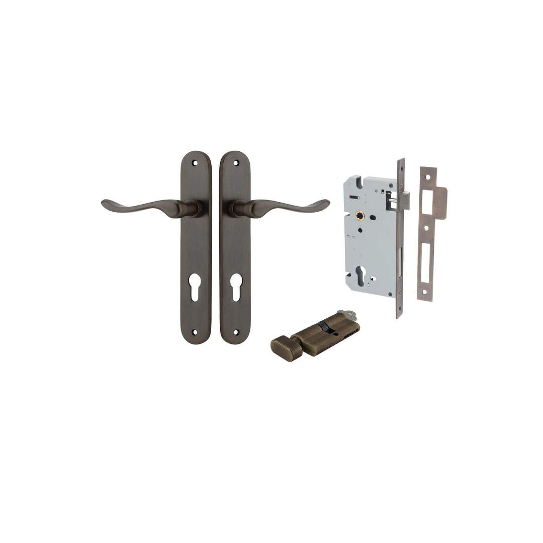 Stirling Lever - Oval Backplate Entrance Kit with High Security Lock Signature Brass