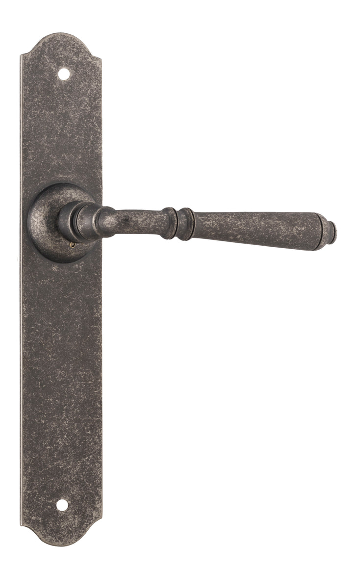 Door Lever Reims Latch Pair Rumbled Nickel H240xW43xP70mm