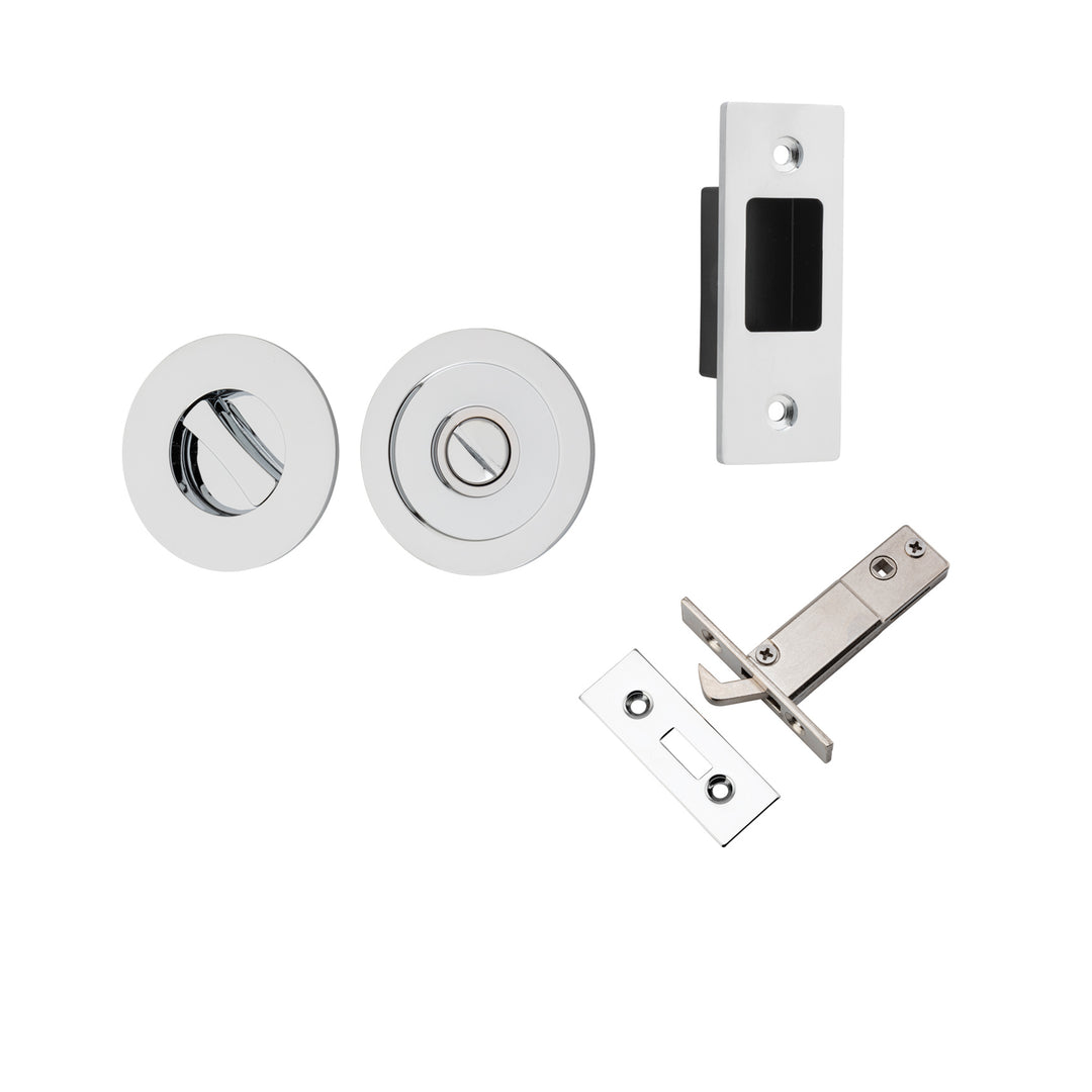 Round Sliding Door Pull Privacy Kit with Inbuilt Privacy Turn Polished Chrome