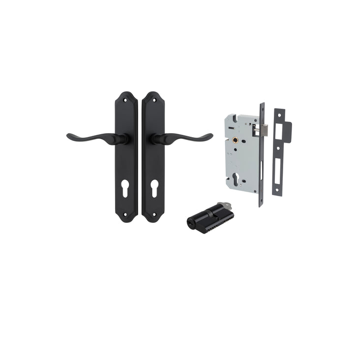 Stirling Lever - Shouldered Backplate Entrance Kit with High Security Lock Matt Black