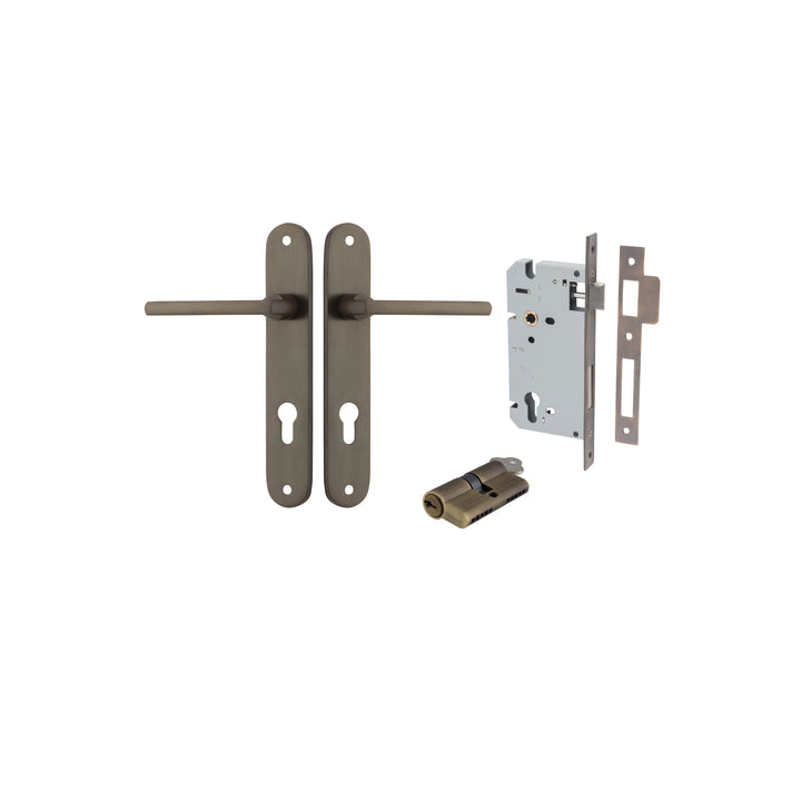 Baltimore Lever - Oval Backplate Entrance Kit with High Security Lock Signature Brass