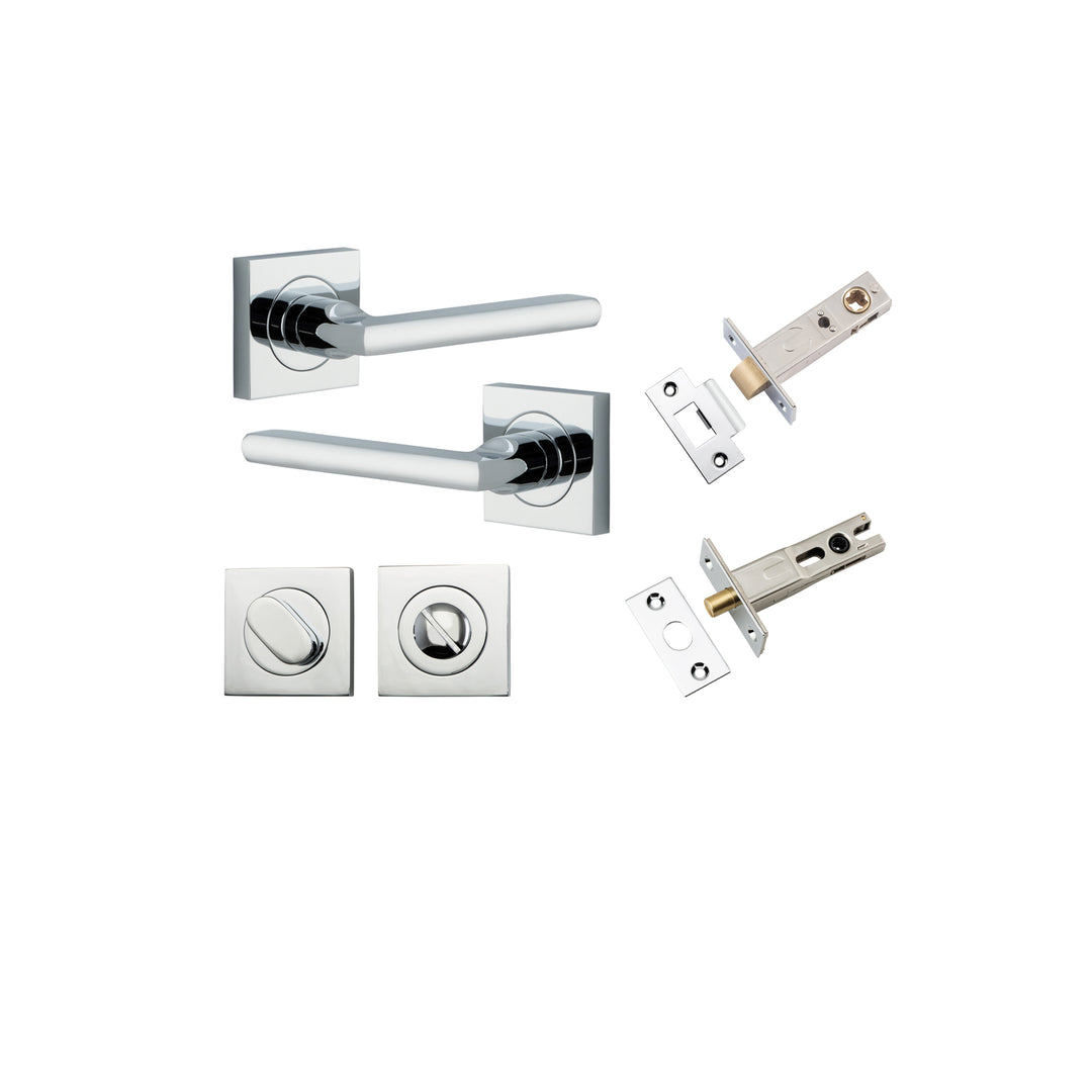 Baltimore Lever - Square Rose Privacy Kit with Separate Privacy Turn Polished Chrome