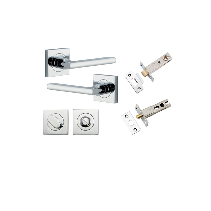 Baltimore Lever - Square Rose Privacy Kit with Separate Privacy Turn Polished Chrome