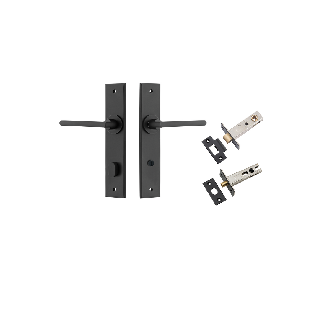 Baltimore Lever - Chamfered Backplate Privacy Kit with Privacy Turn Matt Black