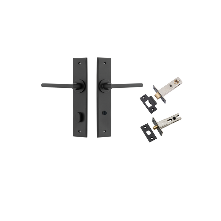 Baltimore Lever - Chamfered Backplate Privacy Kit with Privacy Turn Matt Black