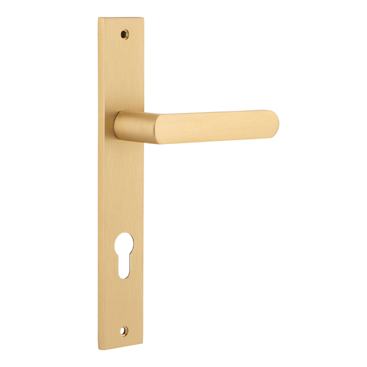 Osaka Lever - Rectangular Backplate Brushed Brass