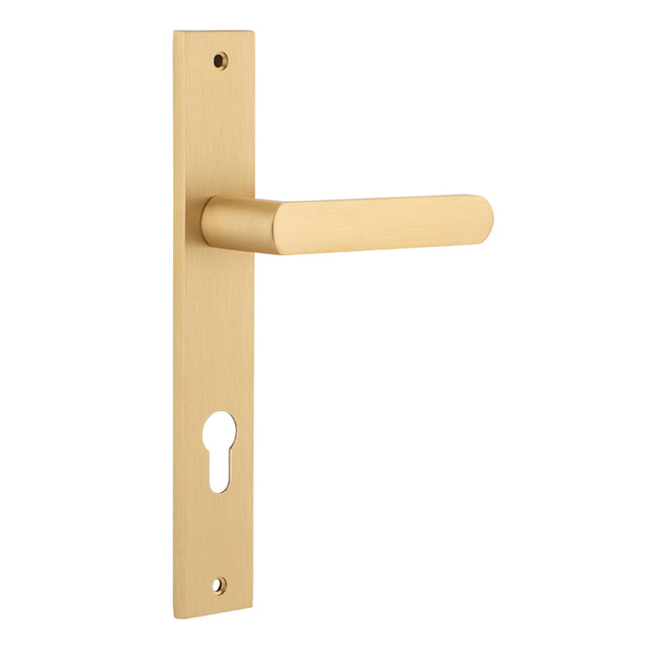 Osaka Lever - Rectangular Backplate Brushed Brass