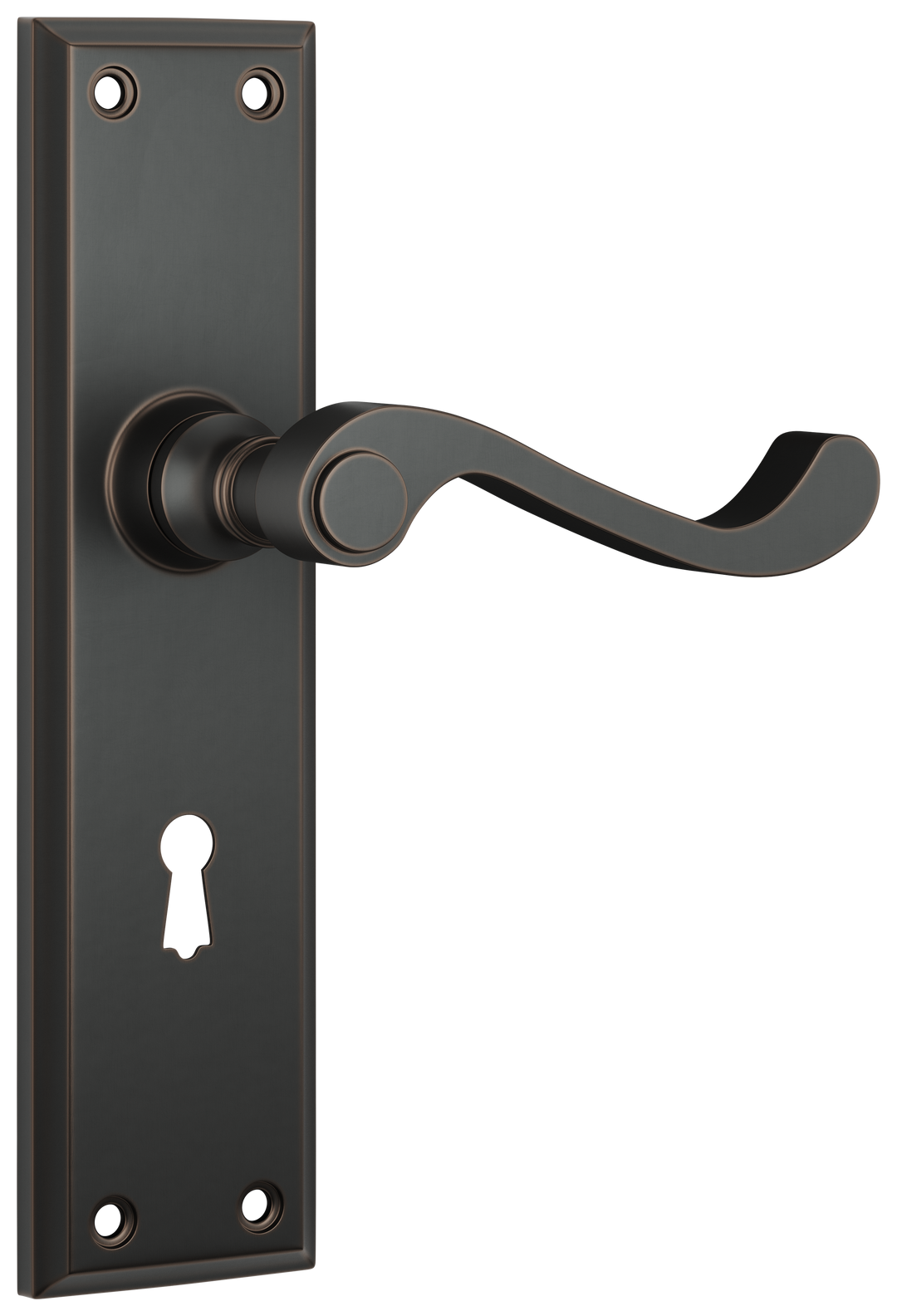 Door Lever Milton Lock Pair Antique Copper H200xW50xP68mm