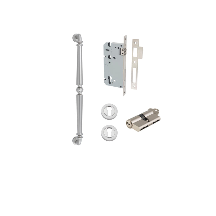 Sarlat Pull Handle - 450mm Entrance Kit with Separate High Security Lock Satin Nickel