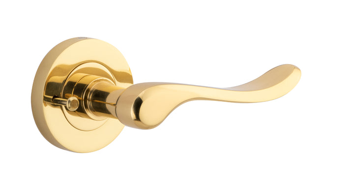 Stirling Lever - Round Rose (Inbuilt Privacy) Polished Brass