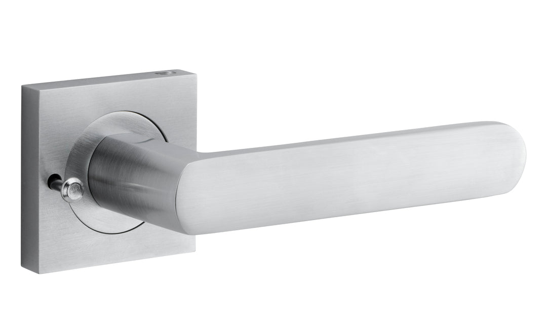 Osaka Lever - Square Rose (Inbuilt Privacy) Brushed Chrome
