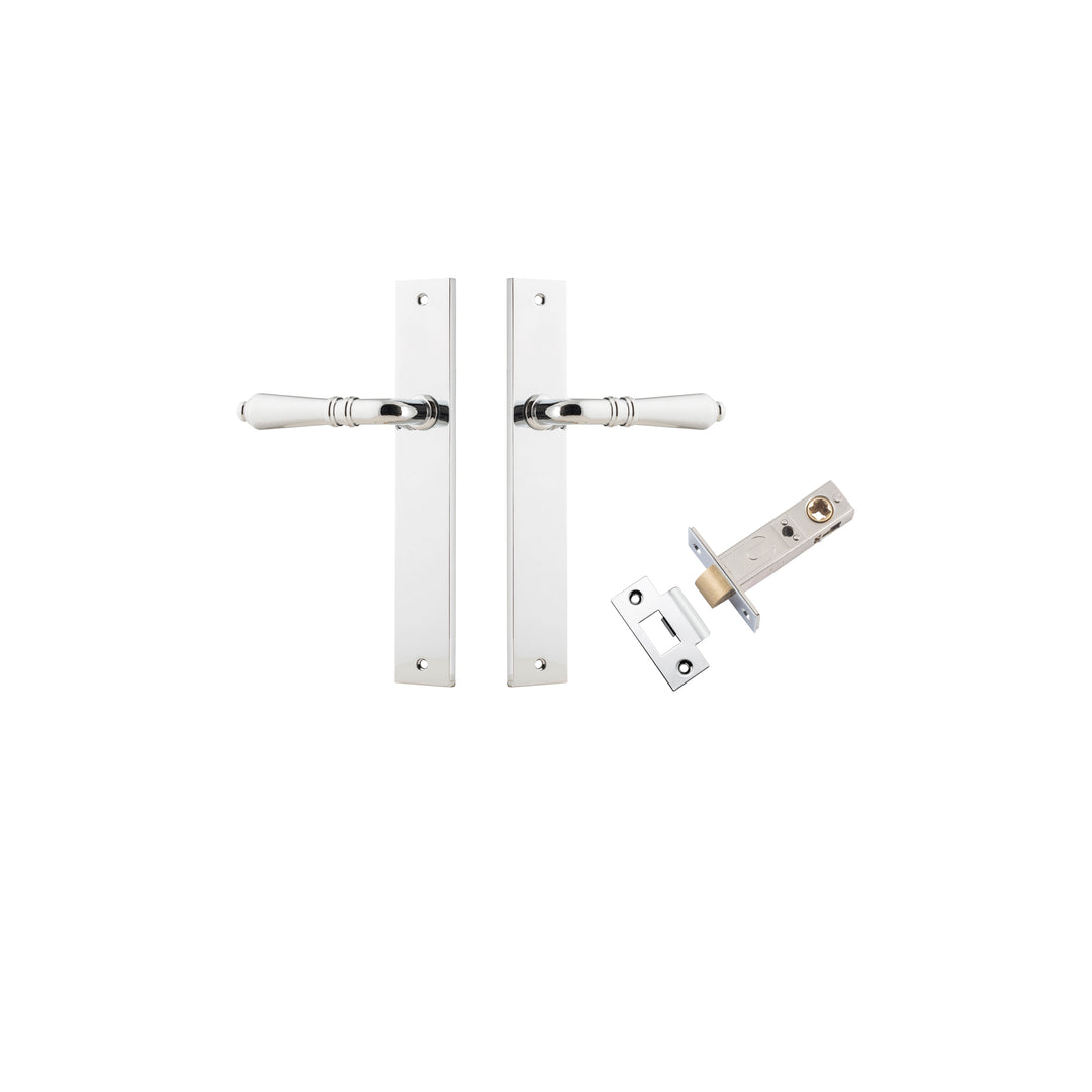 Sarlat Lever - Rectangular Backplate Passage Kit Polished Chrome
