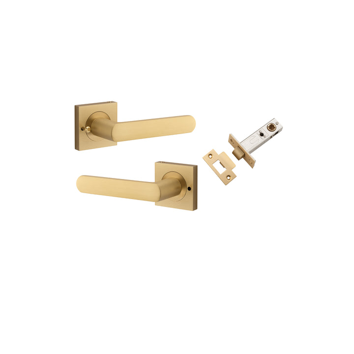 Osaka Lever - Square Rose (Inbuilt Privacy) Brushed Brass