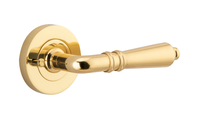 Sarlat Lever - Round Rose (Inbuilt Privacy) Polished Brass