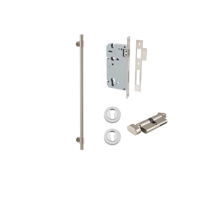 Helsinki Pull Handle - 600mm Entrance Kit with Separate High Security Lock Satin Nickel