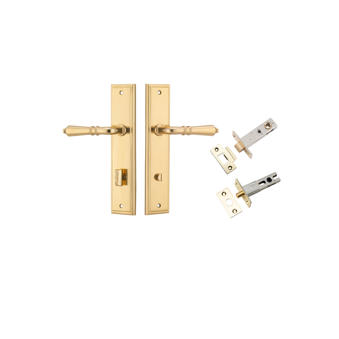 Sarlat Lever - Stepped Backplate Privacy Kit Polished Brass