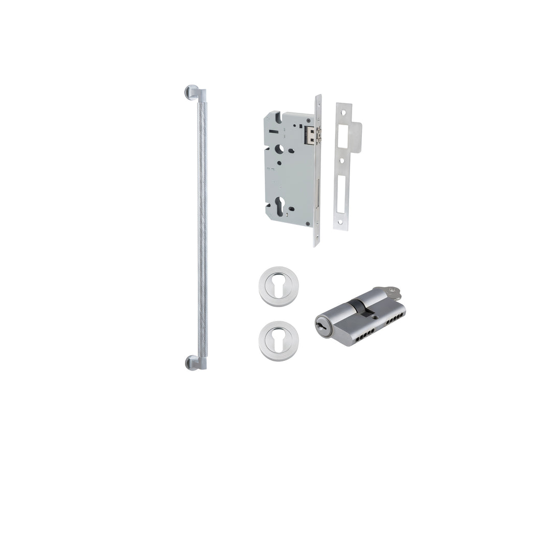 Brunswick Pull Handle - 600mm Entrance Kit with Separate High Security Lock Brushed Chrome