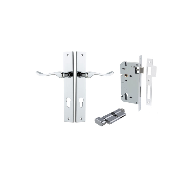 Stirling Lever - Rectangular Backplate Entrance Kit with High Security Lock Polished Chrome