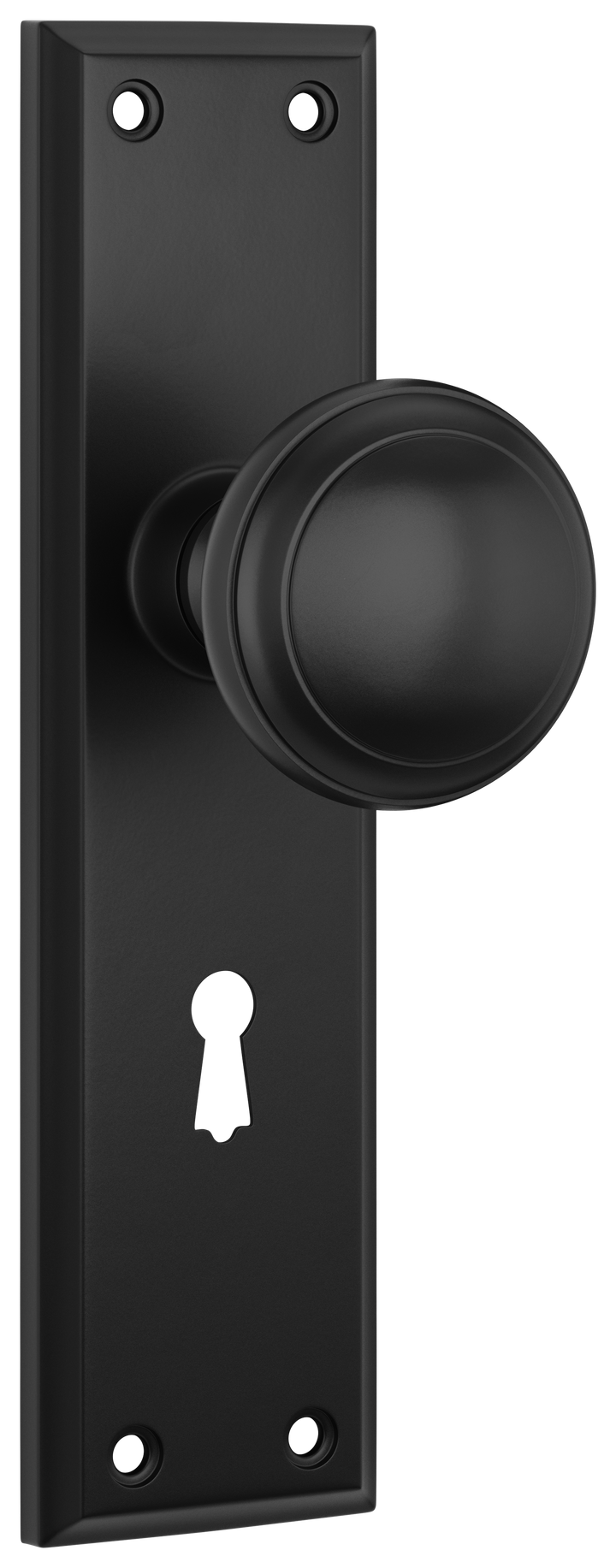 Door Knob Milton Lock Pair Matt Black H200xW50xP73mm