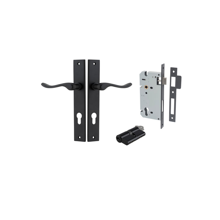 Stirling Lever - Rectangular Backplate Entrance Kit with High Security Lock Matt Black