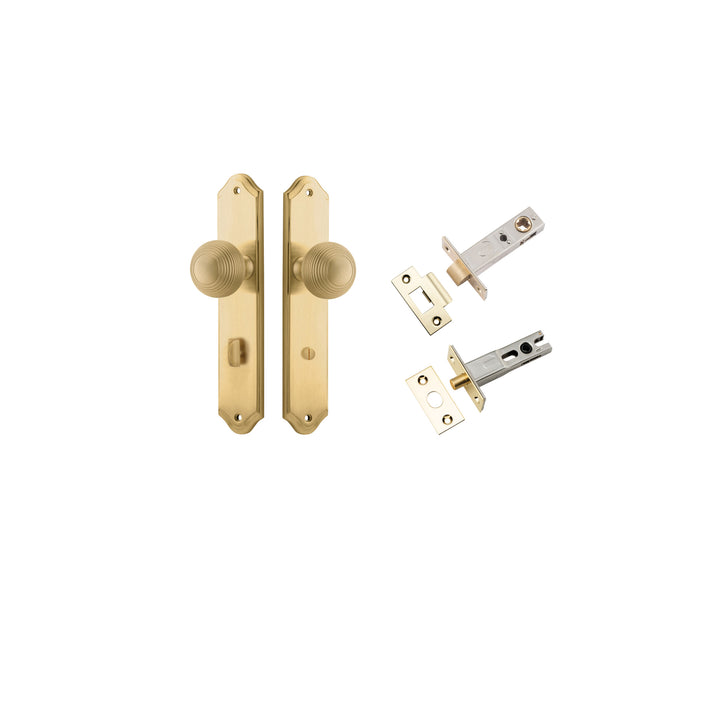 Guildford Knob - Shouldered Backplate Privacy Kit with Privacy Turn Brushed Brass