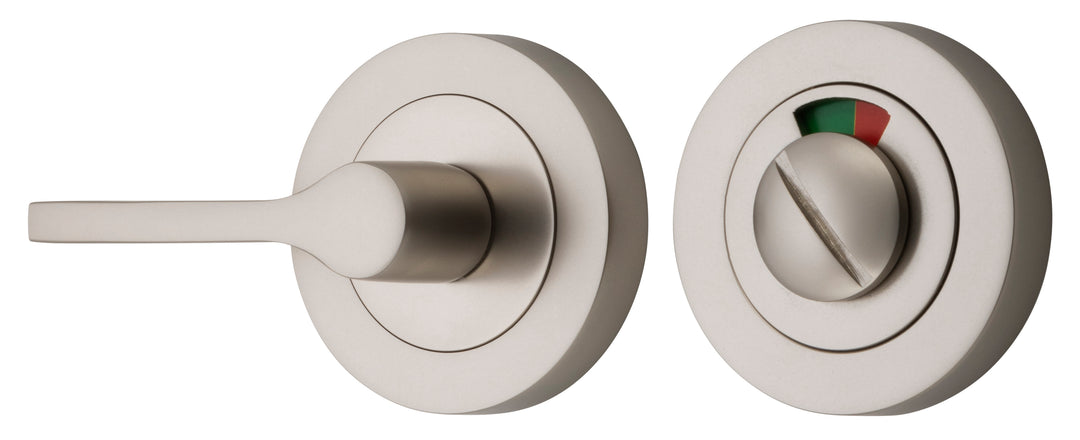 Accessibility Privacy Turn with Indicator - Round Satin Nickel